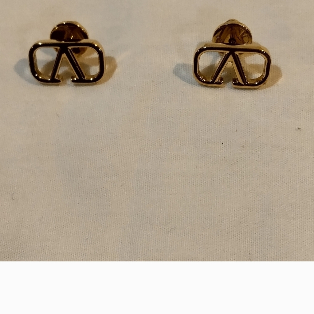 Authentic Valentino Garavani Gold VLogo Stud Earrings